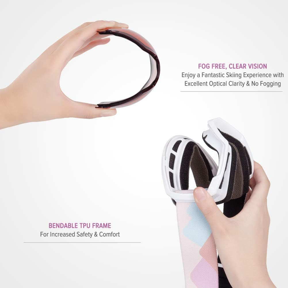 Kids Ski Goggles – Youth Snowboard Goggles for Boys & Girls Anti-Fog with UV Protection 