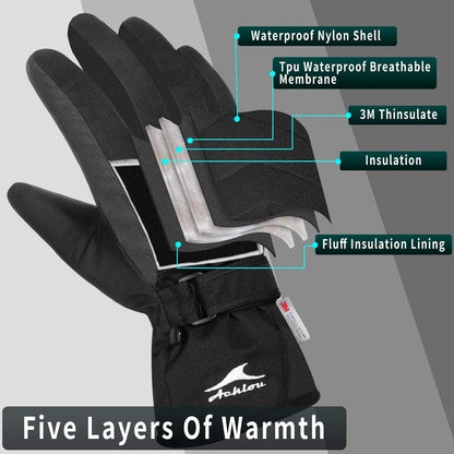 Men’s & Women’s Winter Ski Gloves – 3M Thinsulate, Waterproof, Touchscreen-Compatible