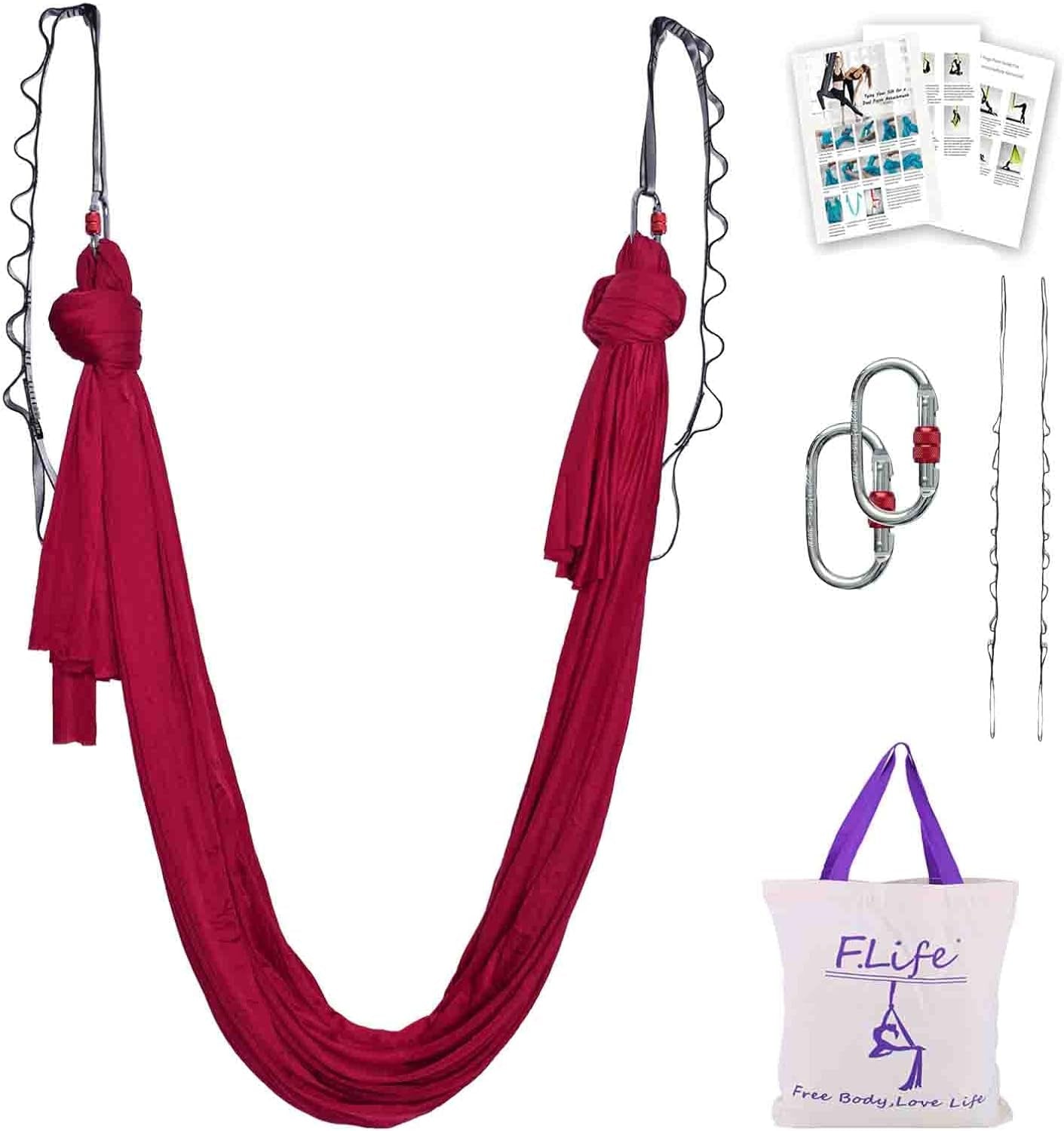 Aerial Silk Yoga Swing – Inversion Hammock for Strength & Flexibility Training with Starter Hardware Kit