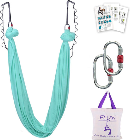 Aerial Silk Yoga Swing – Inversion Hammock for Strength & Flexibility Training with Starter Hardware Kit