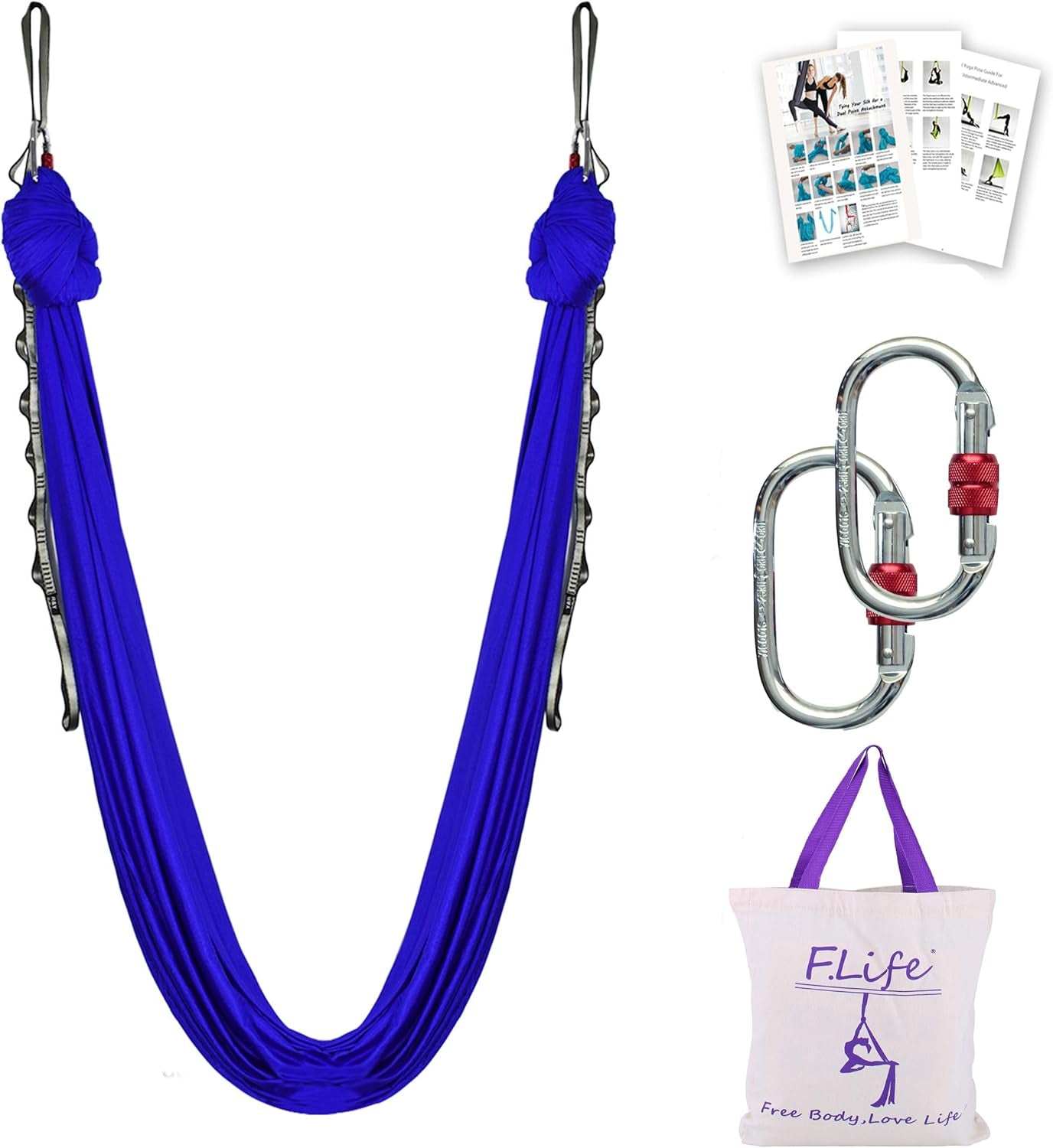 Aerial Silk Yoga Swing – Inversion Hammock for Strength & Flexibility Training with Starter Hardware Kit