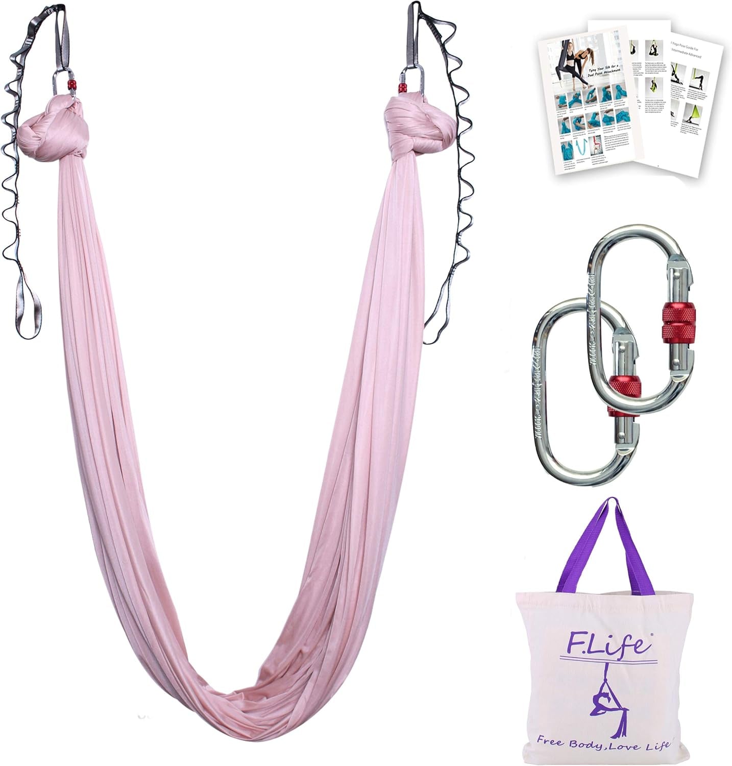 Aerial Silk Yoga Swing – Inversion Hammock for Strength & Flexibility Training with Starter Hardware Kit