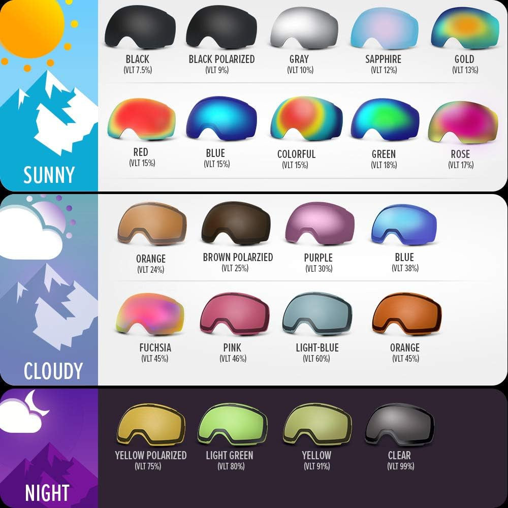 PRO Ski Goggle  – Lens Replacement UV Protection, Anti-Fog, 20+ Styles