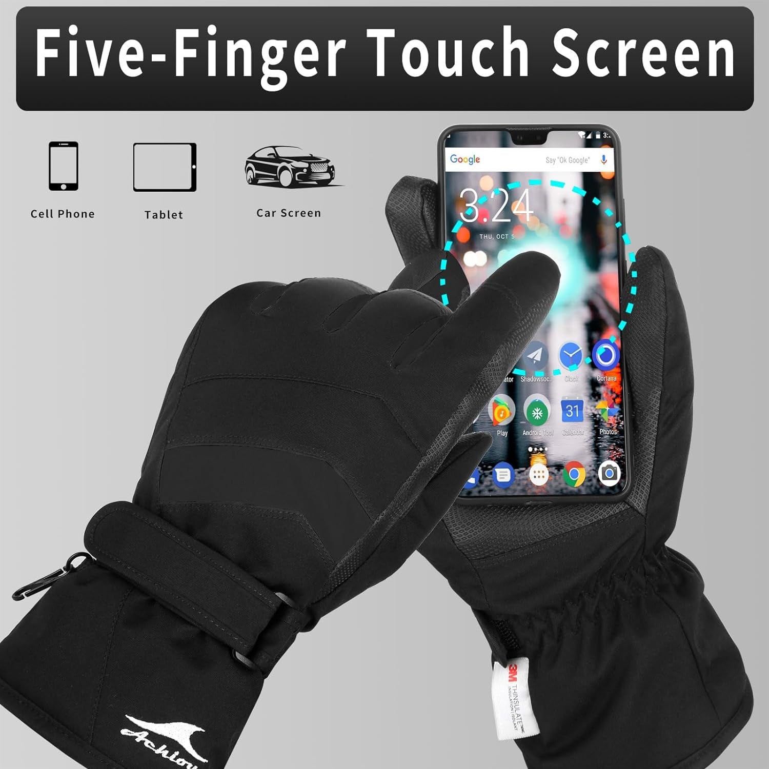 Men’s & Women’s Winter Ski Gloves – 3M Thinsulate, Waterproof, Touchscreen-Compatible