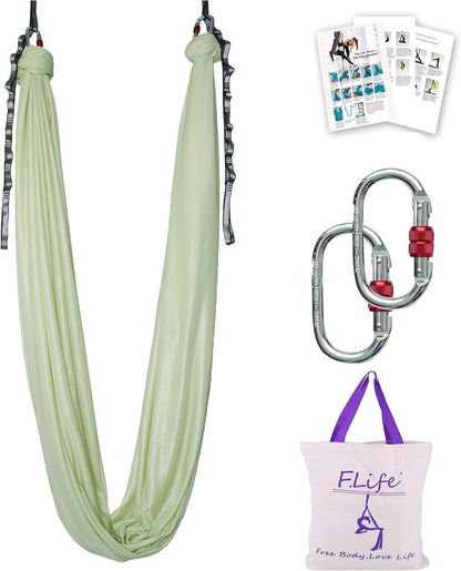 Aerial Silk Yoga Swing – Inversion Hammock for Strength & Flexibility Training with Starter Hardware Kit