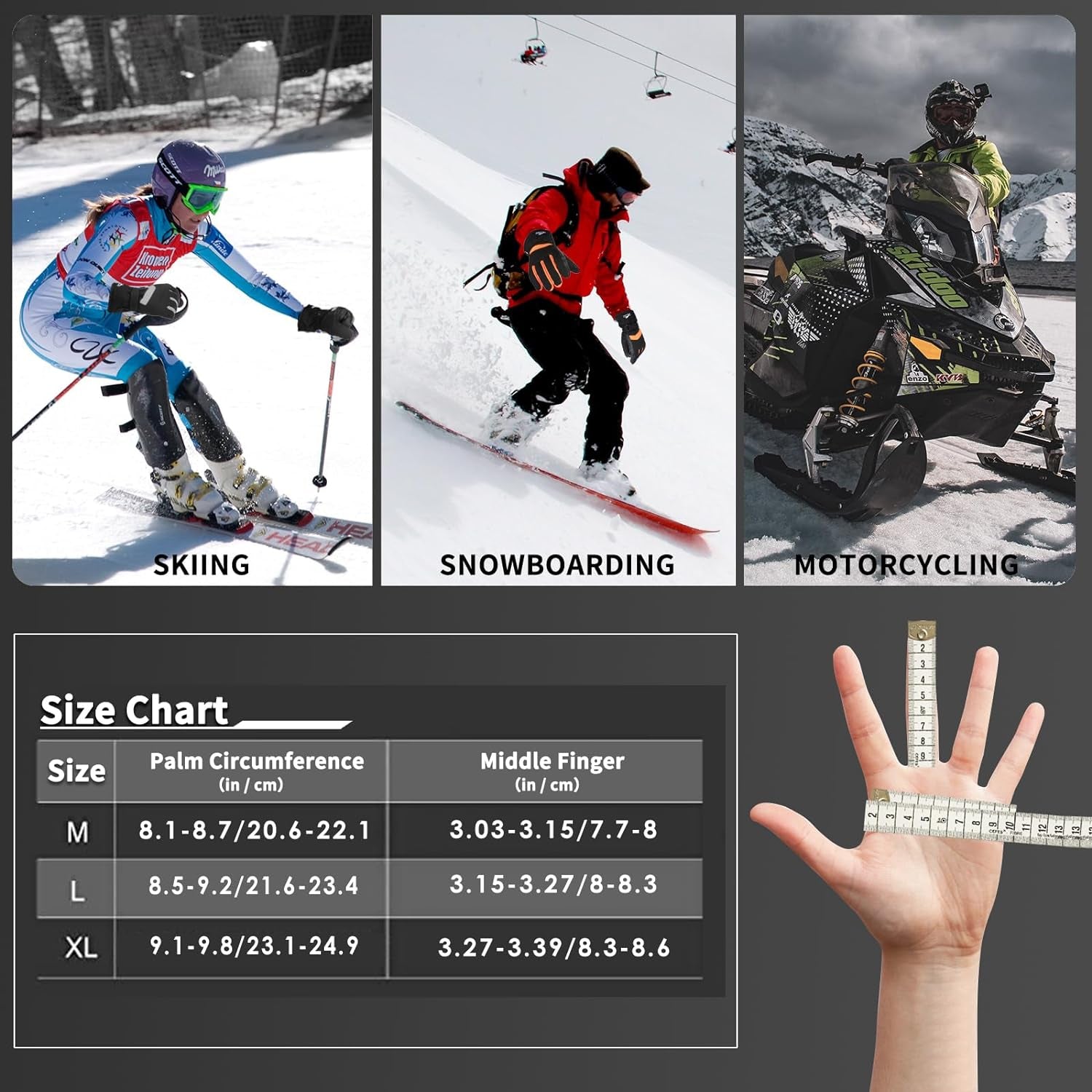 Men’s & Women’s Winter Ski Gloves – 3M Thinsulate, Waterproof, Touchscreen-Compatible